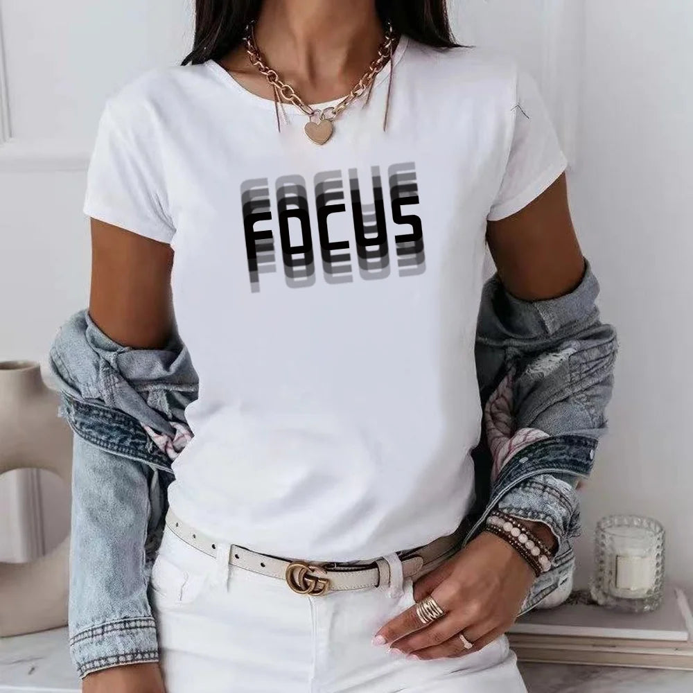 2022 New Summer T Shirt Women Soft Free Loose Hot Sale Fresh Casual Natural O-neck Short Shirts Text Printed Hip Hop Streetwear