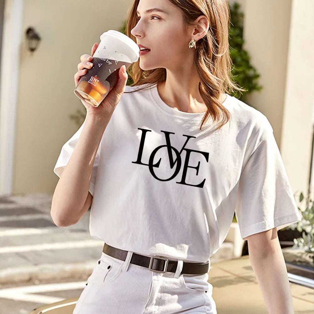 2022 New Summer T Shirt Women Soft Free Loose Hot Sale Fresh Casual Natural O-neck Short Shirts Text Printed Hip Hop Streetwear