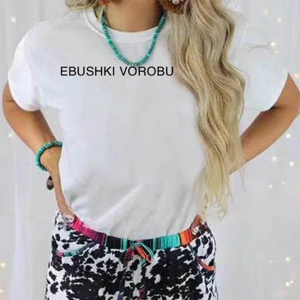 2022 New Summer T Shirt Women Soft Free Loose Hot Sale Fresh Casual Natural O-neck Short Shirts Text Printed Hip Hop Streetwear