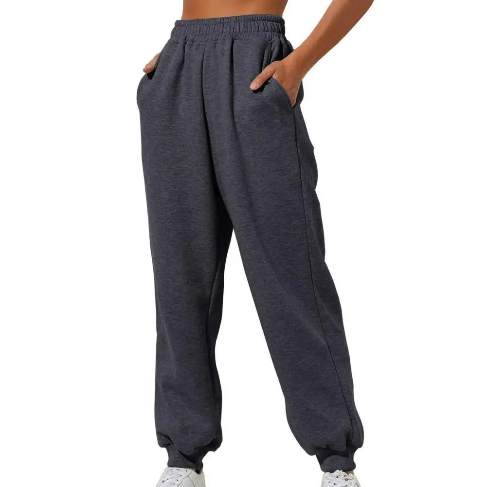 Sport Pants Soft Warm Women's Sweatpants with High Elastic Waist Ankle-banded Solid Color Casual Loose for Spring for Jogging