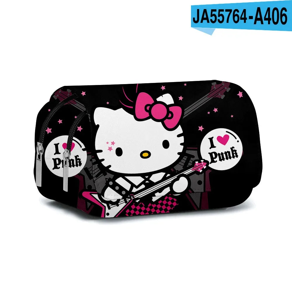 Printing Kuromi Double-layer Pencil Bag Primary and Secondary School Students Cartoon Pencil Bag Mochila Children's Gifts