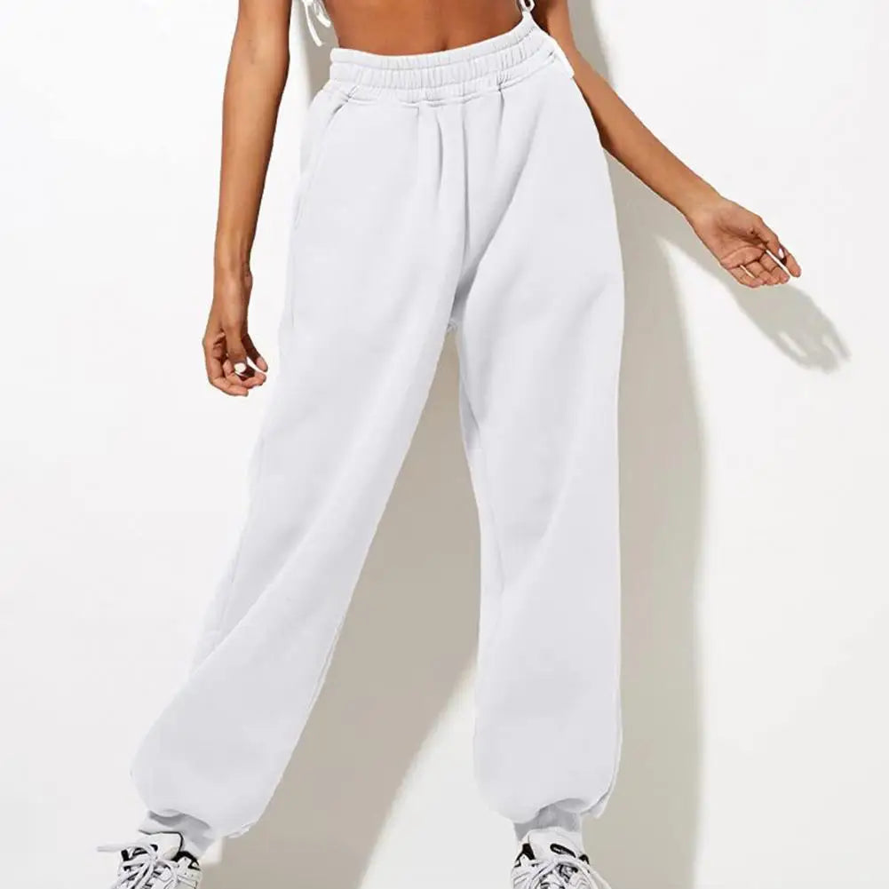 Sport Pants Soft Warm Women's Sweatpants with High Elastic Waist Ankle-banded Solid Color Casual Loose for Spring for Jogging