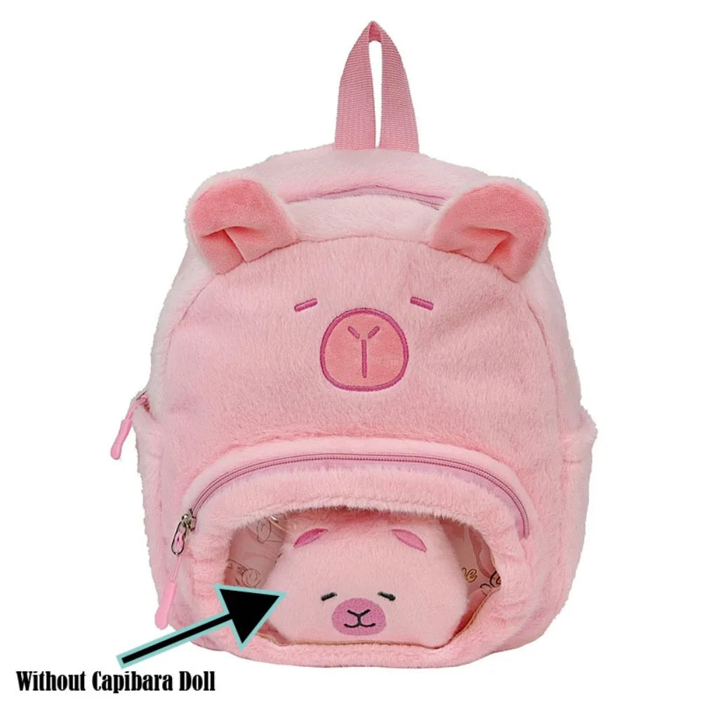 Kawaii Cartoon Capybara Plush Backpack See-through Without Capibara Doll Plushie Doll Fur Bag Capybara Pain Bag