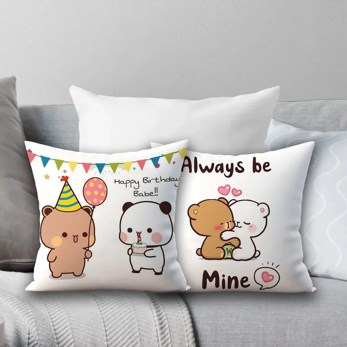 Bubu Dudu Pillow Cover Birthday Wedding Gifts 45x45 Cushions Covers Dakimakura Throw Pillows Square Pillowcase Cute