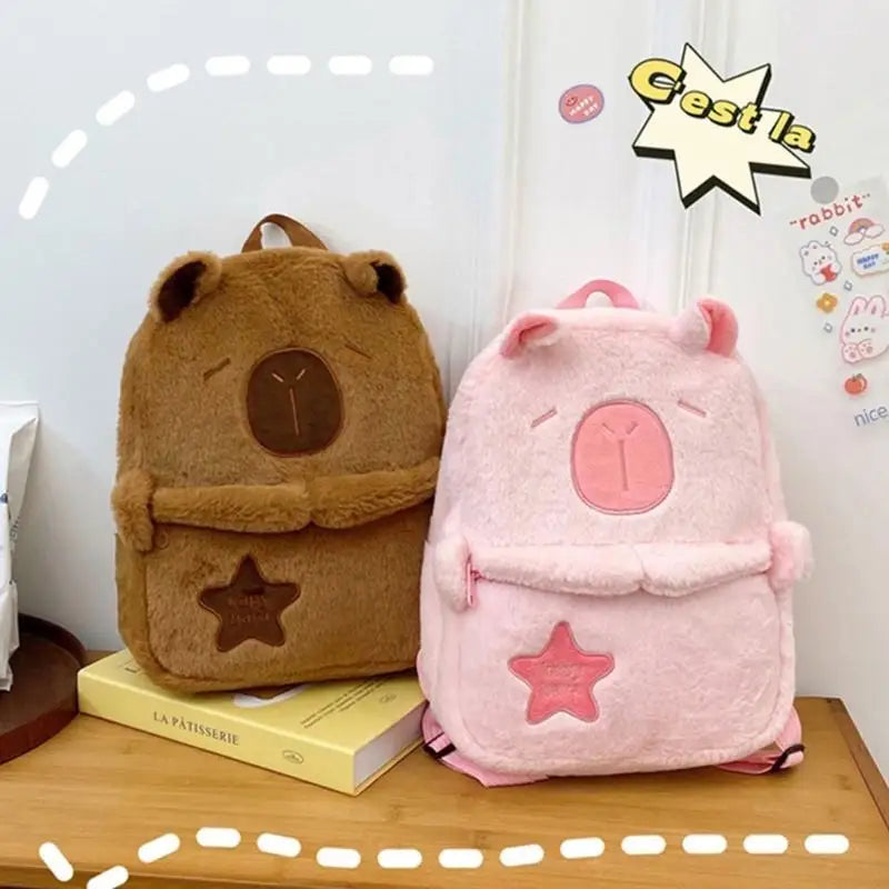 X90D Capybara Backpack Plush School Bag Large Daypack for Fashion Enthusiasts