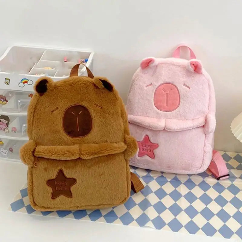 X90D Capybara Backpack Plush School Bag Large Daypack for Fashion Enthusiasts