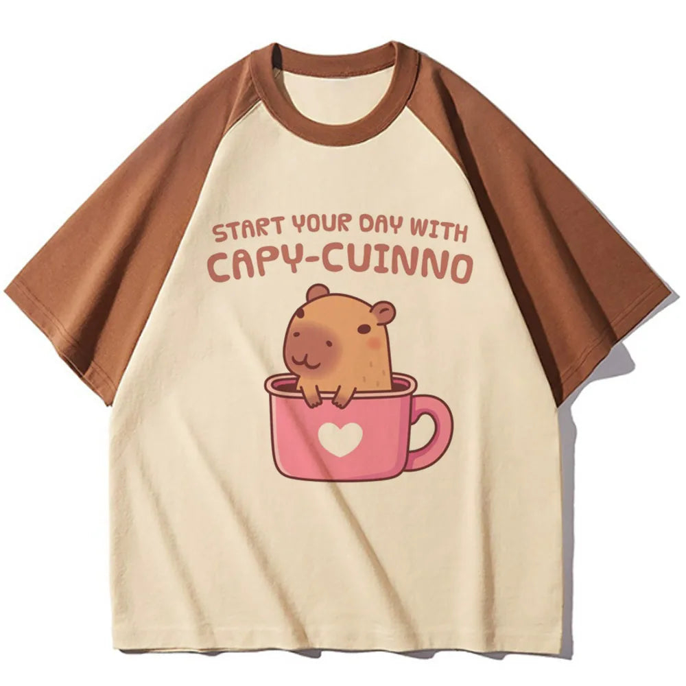 Capybara t-shirts women designer t shirt female harajuku comic clothing