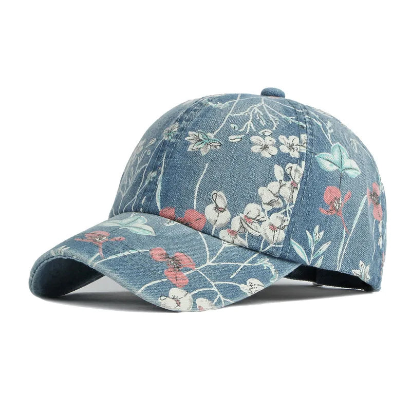 Boho Tropical Print Baseball Cap Women Outdoor Washed Denim Cap Female Fashion Visor Bohemian Jeans Men Sport Street Sun Hats