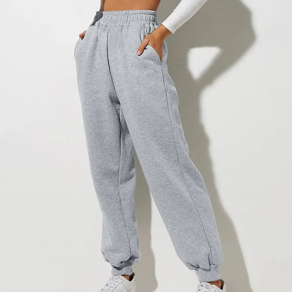 Sport Pants Soft Warm Women's Sweatpants with High Elastic Waist Ankle-banded Solid Color Casual Loose for Spring for Jogging