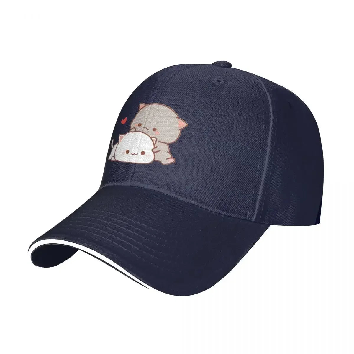 Kawaii Peach And Goma Cartoon Baseball Cap Hip Hop Mocha Mochi Peach Cat Sandwich Hats Unisex Style Adjustable Caps Hat Fishing