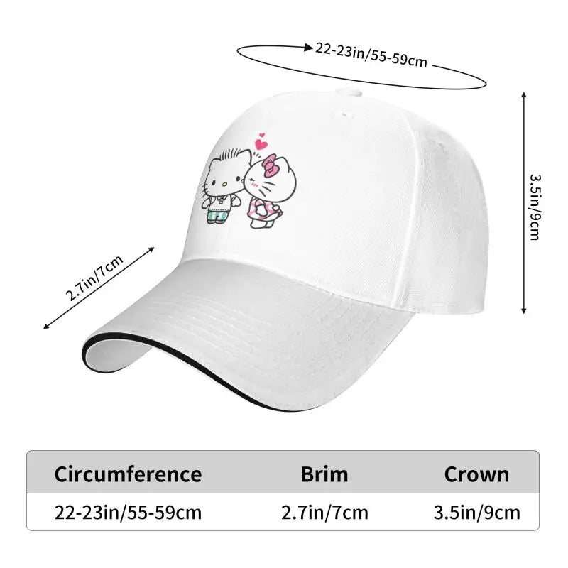 Personalized Hello Kitty Cat Love Baseball Cap Women Men Adjustable Dad Hat Streetwear