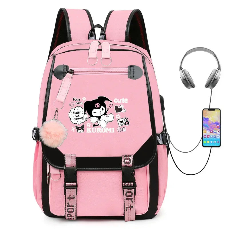 MINISO Kuromi Melody Joint Peripheral Backpack Female Cute Elementary School Students Junior High School Bag Mochila