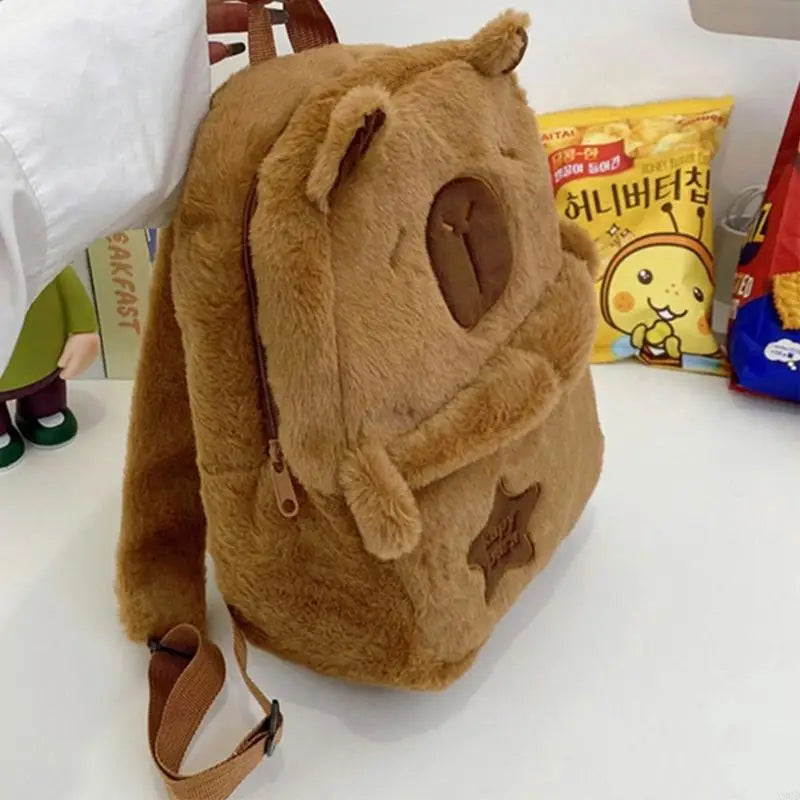 X90D Capybara Backpack Plush School Bag Large Daypack for Fashion Enthusiasts