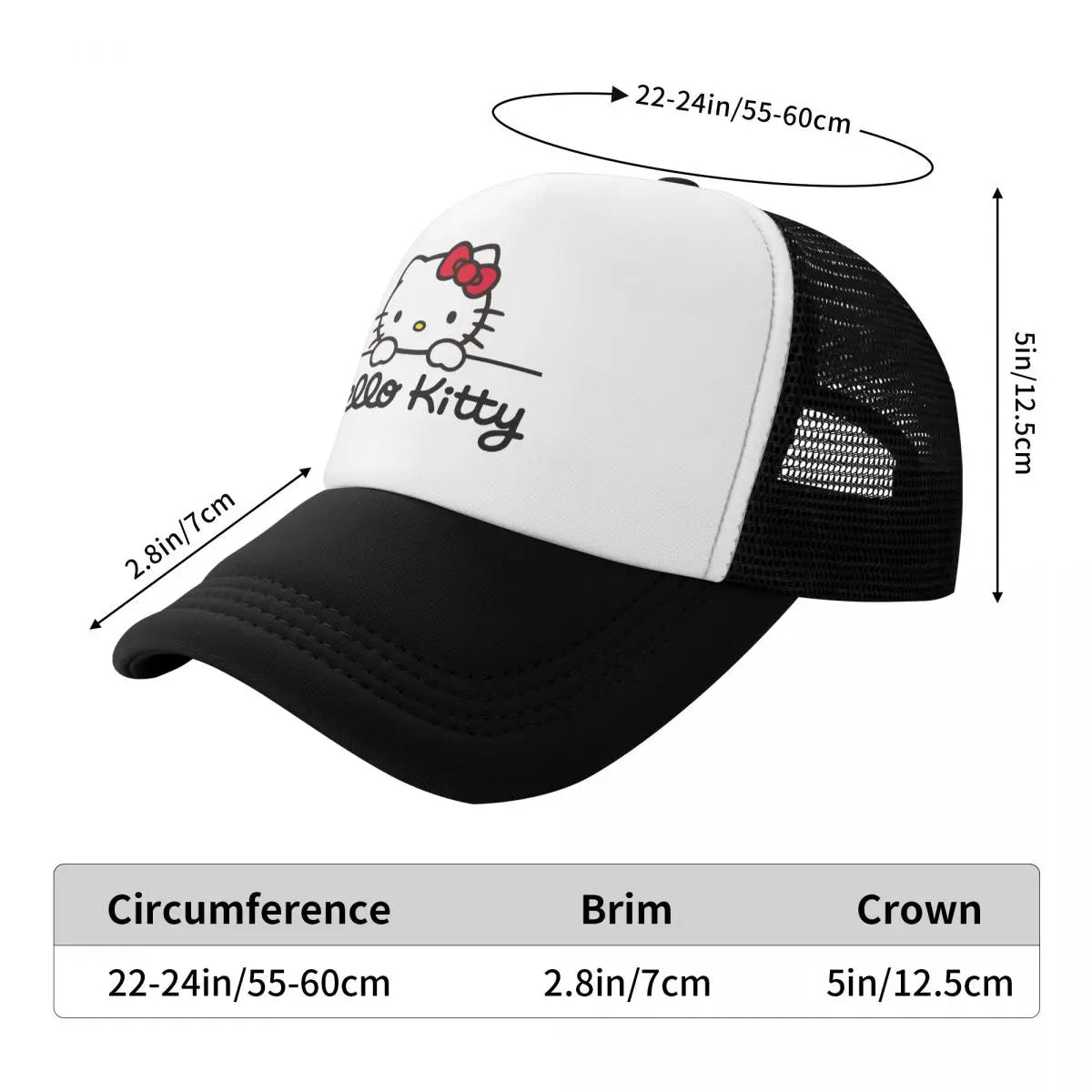 Punk Unisex Sanrio Hello Kitty Trucker Hat Adult Adjustable Baseball Cap for Men Women Sports