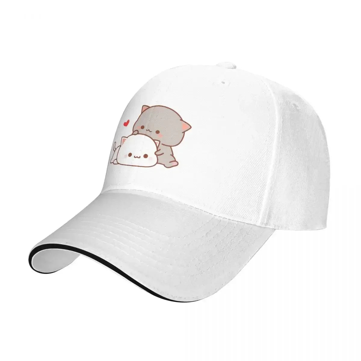 Kawaii Peach And Goma Cartoon Baseball Cap Hip Hop Mocha Mochi Peach Cat Sandwich Hats Unisex Style Adjustable Caps Hat Fishing