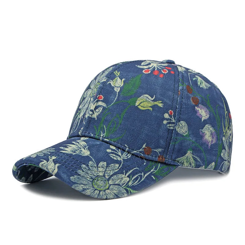 Boho Tropical Print Baseball Cap Women Outdoor Washed Denim Cap Female Fashion Visor Bohemian Jeans Men Sport Street Sun Hats