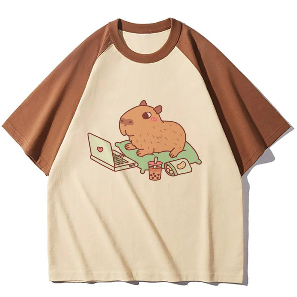 Capybara t-shirts women designer t shirt female harajuku comic clothing