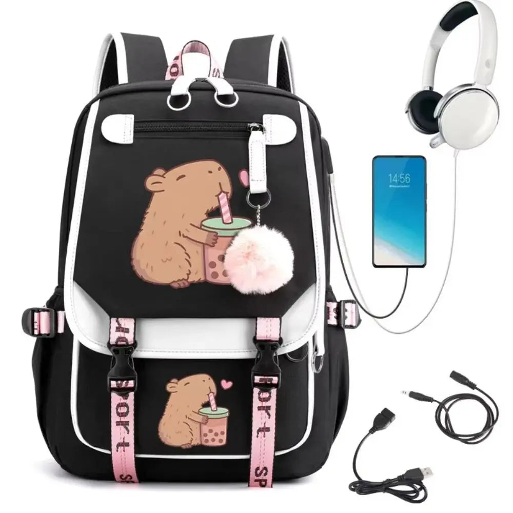 New Capybara Children's School Backpack Elementary School Nylon Students Schoolbag Large Capacity Book Bags Kindergarten