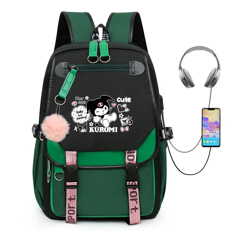 MINISO Kuromi Melody Joint Peripheral Backpack Female Cute Elementary School Students Junior High School Bag Mochila