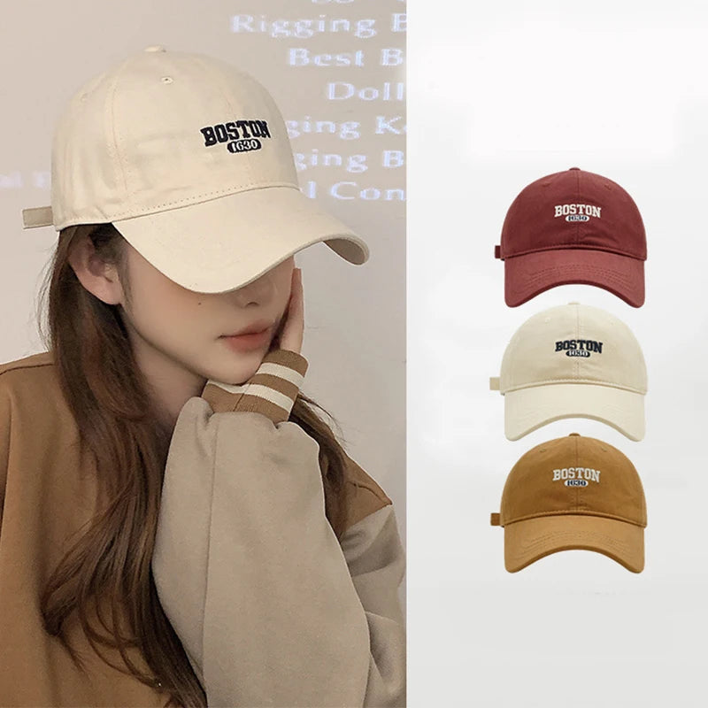 Fashion Letter Embroidery Baseball Cap Solid Color Soft Top Adjustable Sports Sun Hat Women Men Casual Hip Hop Dad Trucker Cap