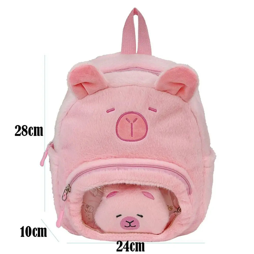 Kawaii Cartoon Capybara Plush Backpack See-through Without Capibara Doll Plushie Doll Fur Bag Capybara Pain Bag