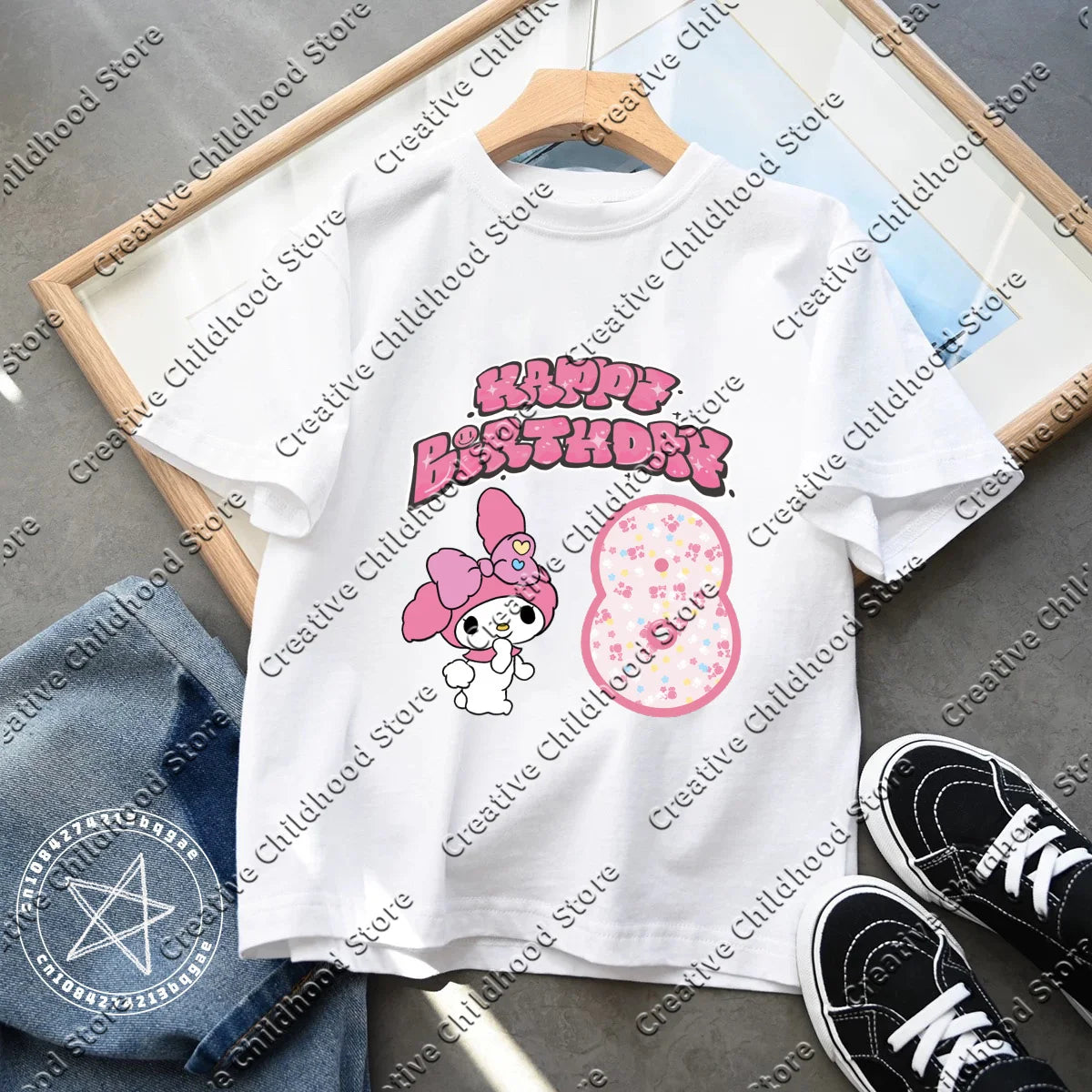 Sanrio My Melody Birthday Number 1-14 T-shirt Kawaii T Shirt Anime Cartoons Children Casual Clothes T Shirts Kid Girl Boy Tops