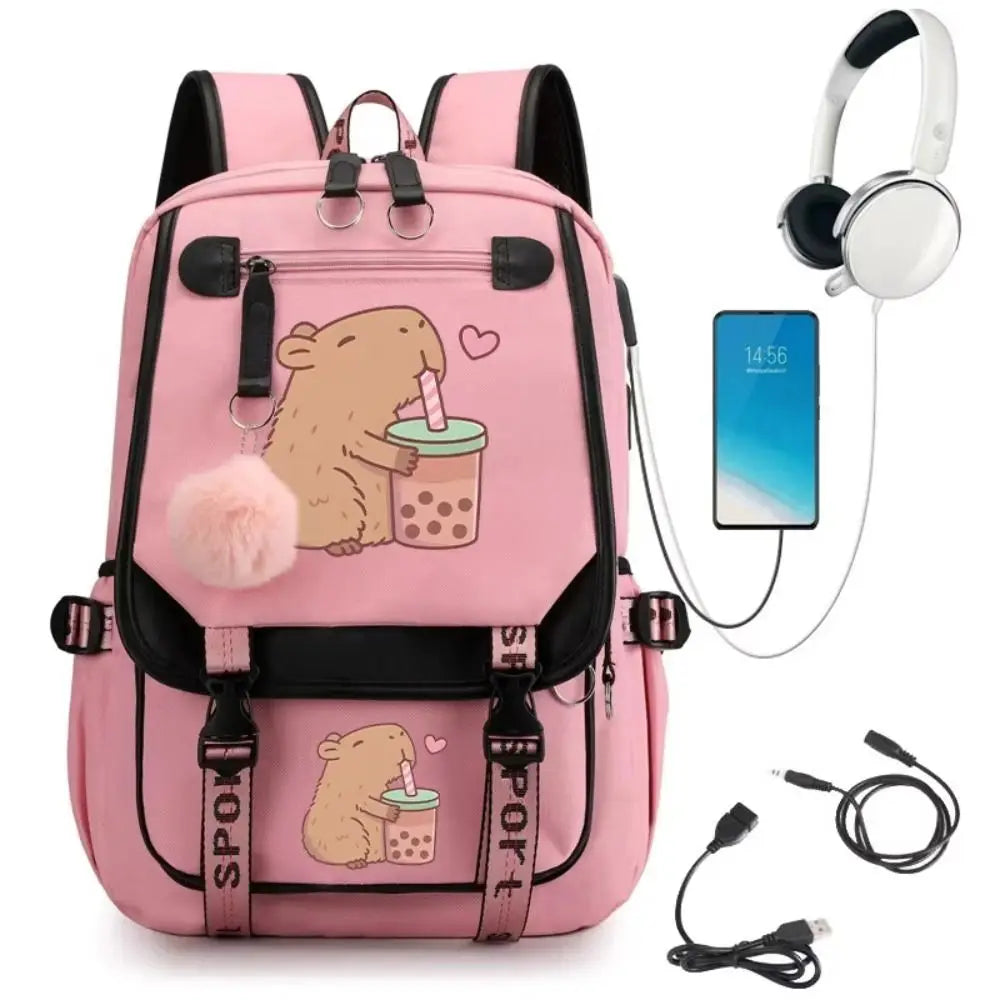 New Capybara Children's School Backpack Elementary School Nylon Students Schoolbag Large Capacity Book Bags Kindergarten