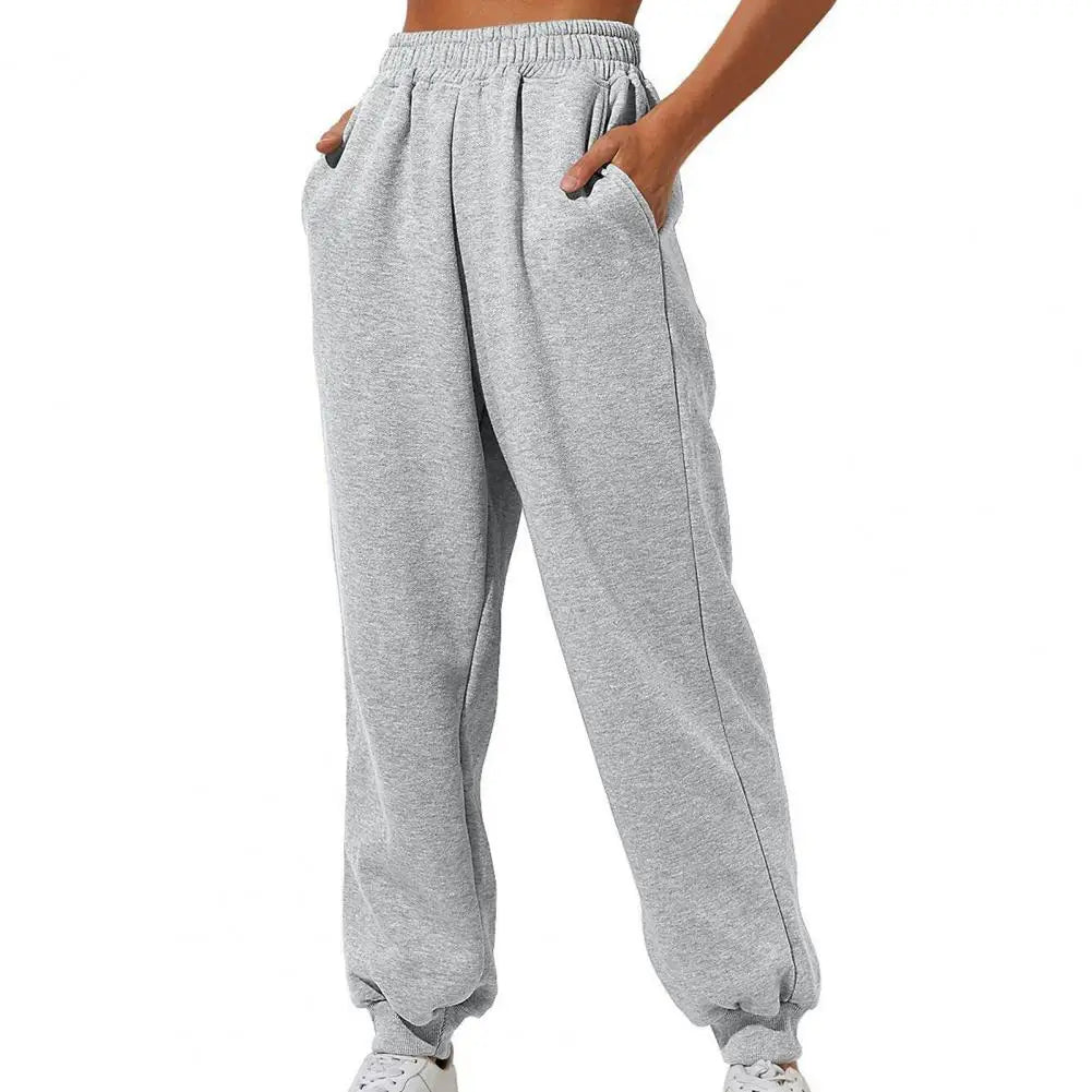 Sport Pants Soft Warm Women's Sweatpants with High Elastic Waist Ankle-banded Solid Color Casual Loose for Spring for Jogging