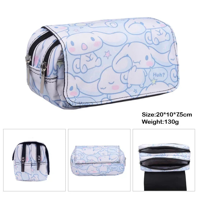 Printing Kuromi Double-layer Pencil Bag Primary and Secondary School Students Cartoon Pencil Bag Mochila Children's Gifts