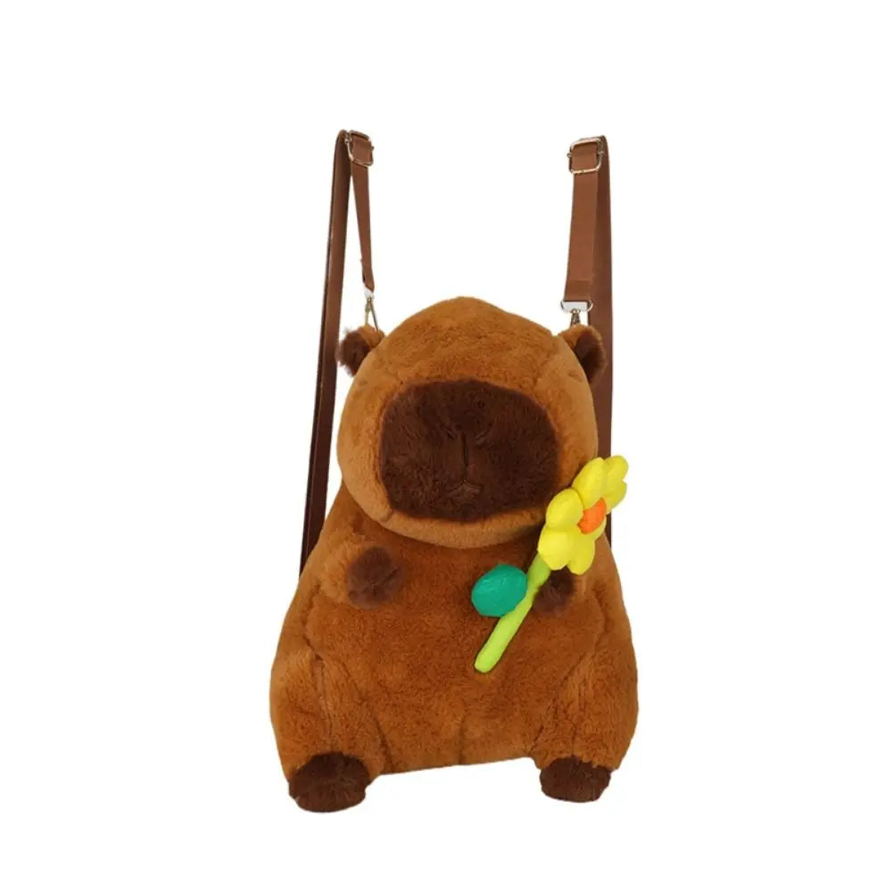 Soft Cartoon Capybara Backpack Hamburg French Fries Kawaii Handbags Korean Style Plush Doll Fur Bag Boys