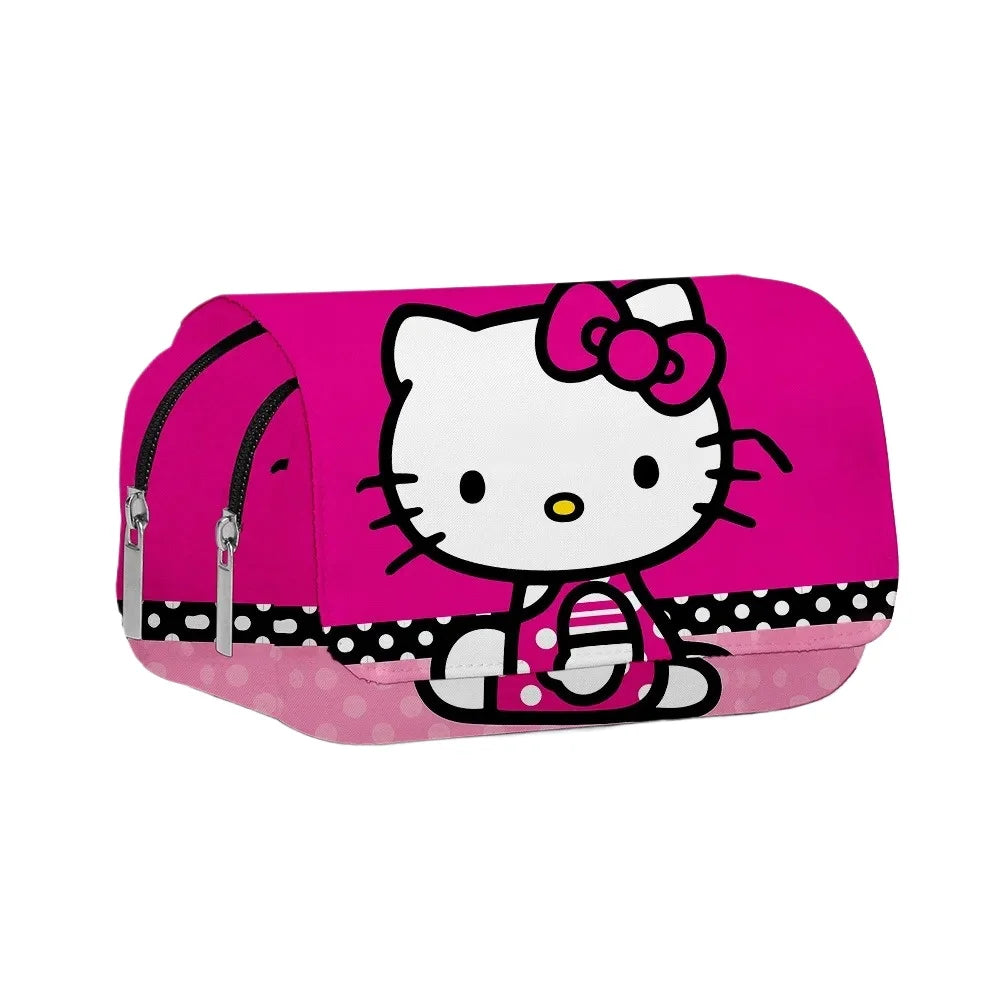 Printing Kuromi Double-layer Pencil Bag Primary and Secondary School Students Cartoon Pencil Bag Mochila Children's Gifts