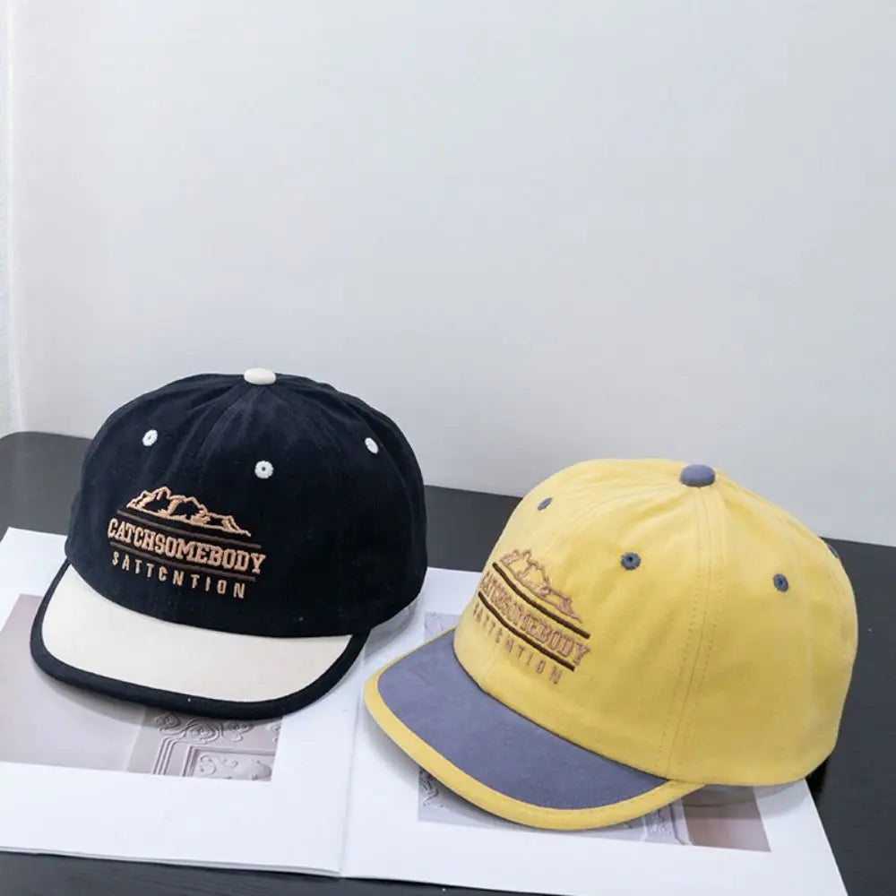 Autumn Korean Style Short Brim Baseball Hat Embroidery Cotton Letter Baseball Cap Casual Soild Color Peaked Cap Women