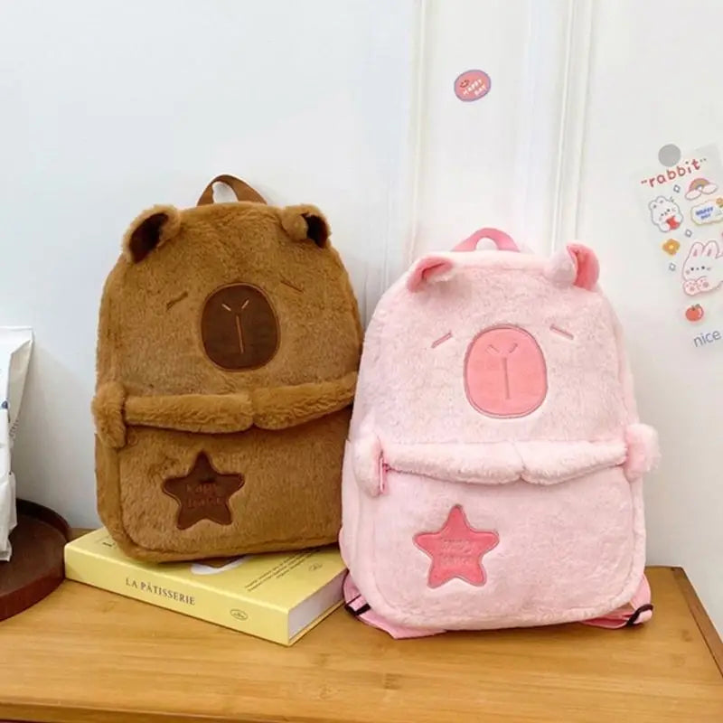 X90D Capybara Backpack Plush School Bag Large Daypack for Fashion Enthusiasts