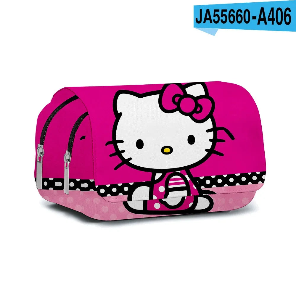 Printing Kuromi Double-layer Pencil Bag Primary and Secondary School Students Cartoon Pencil Bag Mochila Children's Gifts