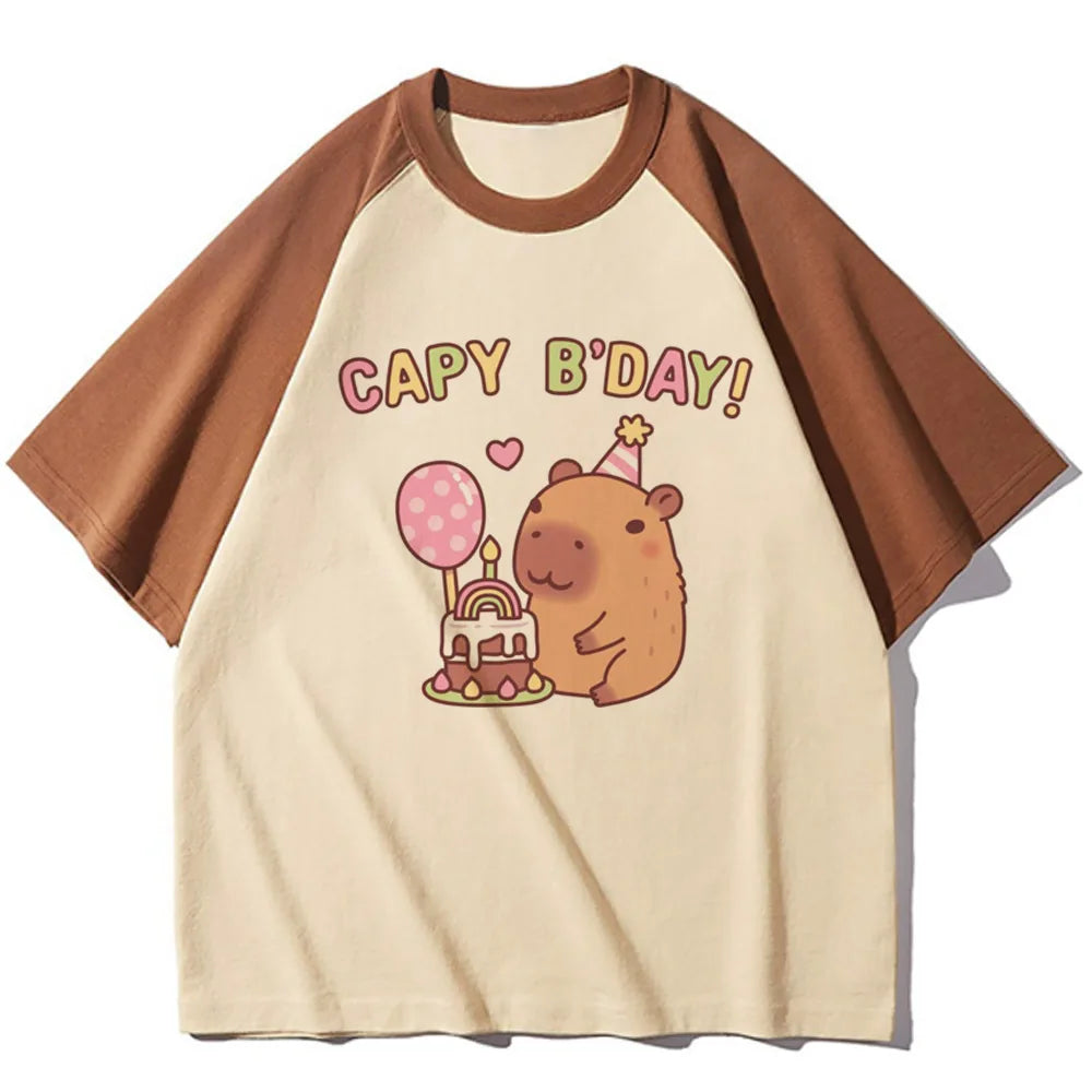 Capybara t-shirts women designer t shirt female harajuku comic clothing