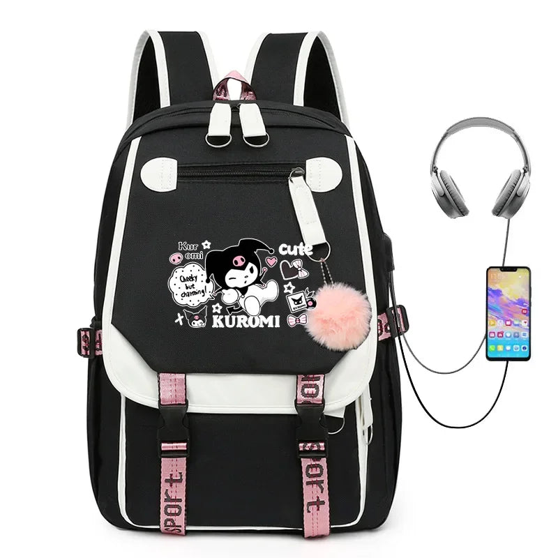 MINISO Kuromi Melody Joint Peripheral Backpack Female Cute Elementary School Students Junior High School Bag Mochila