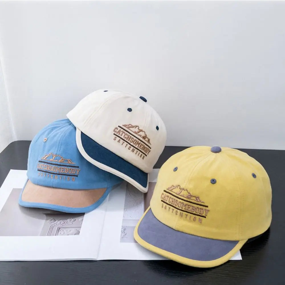 Autumn Korean Style Short Brim Baseball Hat Embroidery Cotton Letter Baseball Cap Casual Soild Color Peaked Cap Women