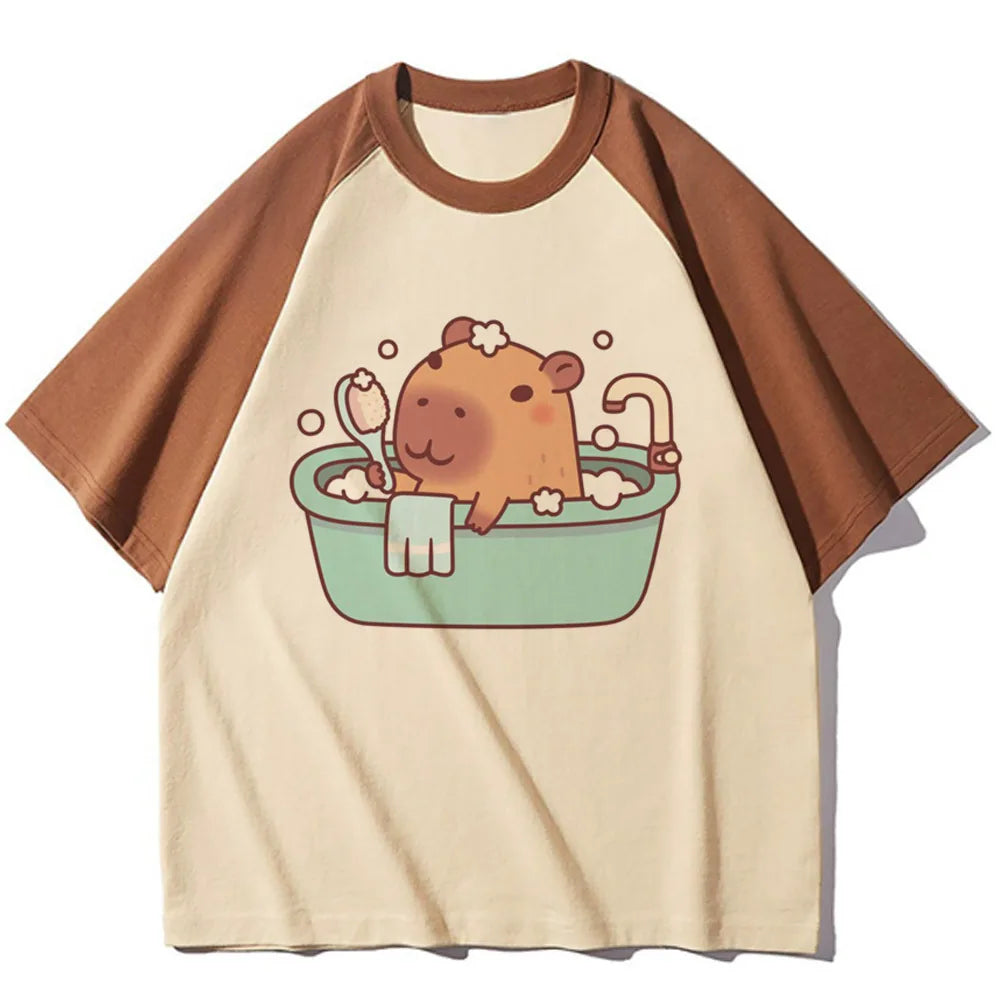 Capybara t-shirts women designer t shirt female harajuku comic clothing