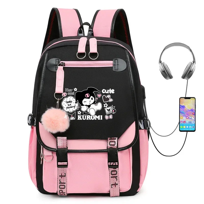 MINISO Kuromi Melody Joint Peripheral Backpack Female Cute Elementary School Students Junior High School Bag Mochila