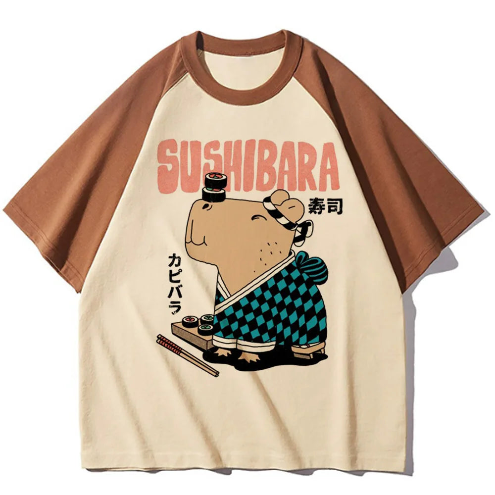 Capybara t-shirts women designer t shirt female harajuku comic clothing