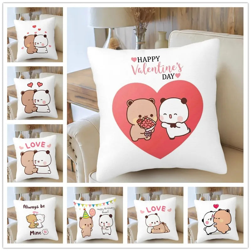 Bubu Dudu Cushion Cover Love Themed Home Decor Pillowcase Soft Throw Pillows for Living Room Bedroom Sofa Daily Decoration Gifts