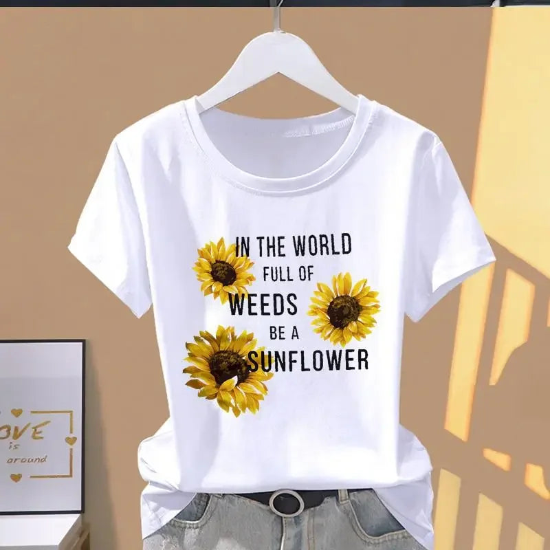 Women Print Floral Sports Fashion Casual Explosive Short Sleeve T-shirt Graphic Tshirts  Women Clothes  Oversized T Shirt