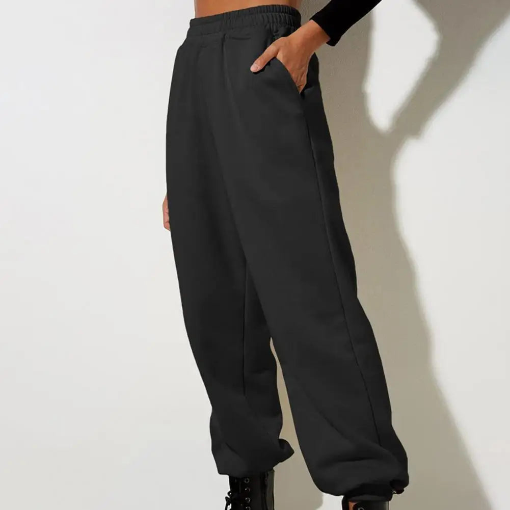 Sport Pants Soft Warm Women's Sweatpants with High Elastic Waist Ankle-banded Solid Color Casual Loose for Spring for Jogging