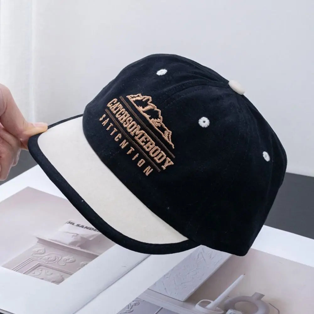 Autumn Korean Style Short Brim Baseball Hat Embroidery Cotton Letter Baseball Cap Casual Soild Color Peaked Cap Women