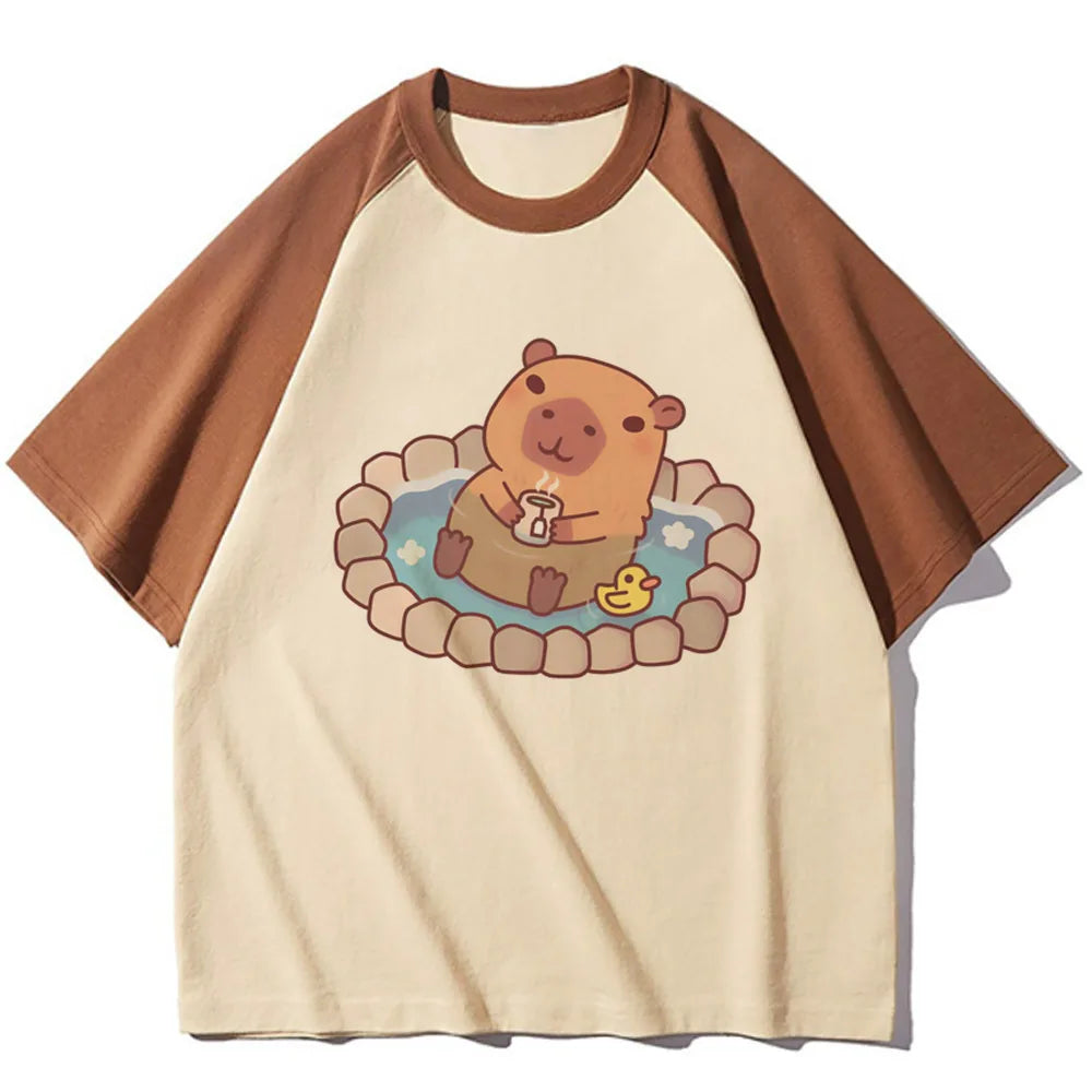 Capybara t-shirts women designer t shirt female harajuku comic clothing